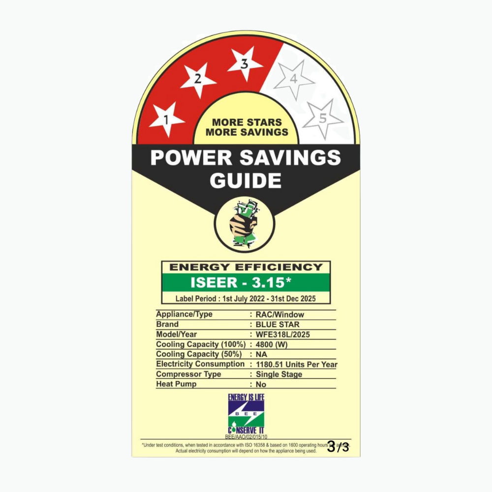 Energy Efficient with Star Fixed Speed Window AC-WFE318L 1.5 Ton 3 Star Energy Efficient with Star Fixed Speed Window AC-WFE318L 1.5 Ton 3 Star