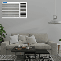 A person relaxing in a cool and comfortable room with the Blue Star AC-WFE318P . A person relaxing in a cool and comfortable room with the Blue Star AC-WFE318P .