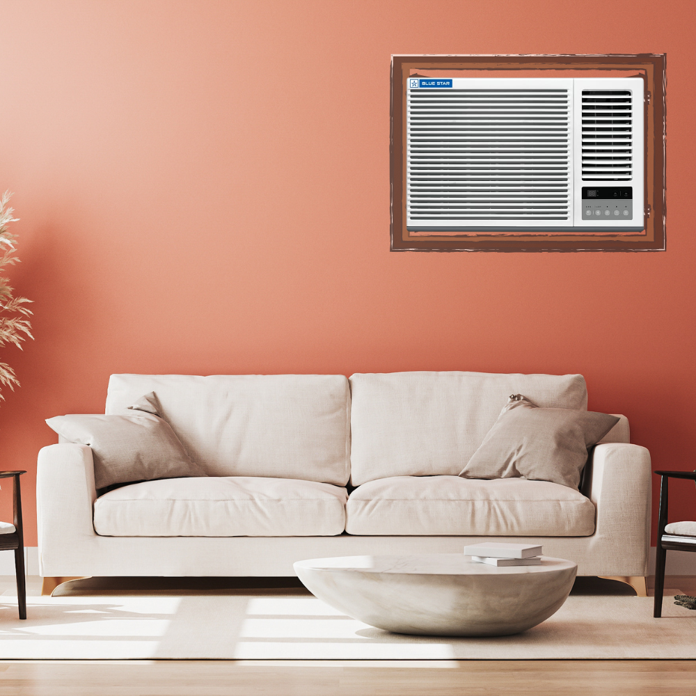 Close-up of the Blue Star AC-WFE318P, showing its compact design and control panel. Close-up of the Blue Star AC-WFE318P, showing its compact design and control panel.