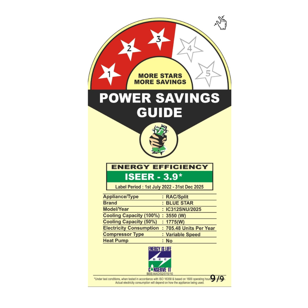 Energy-efficient cooling from the Blue Star IC312SNU inverter AC.