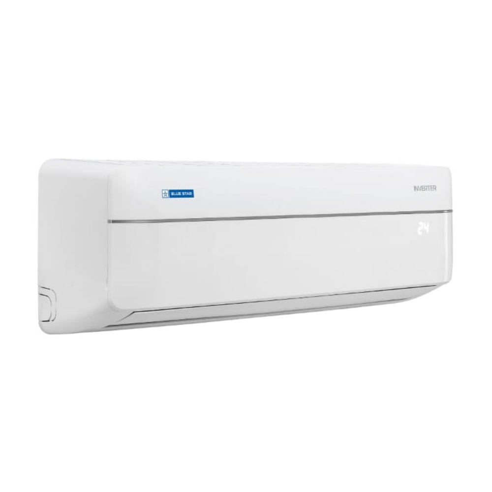 Close-up of the Blue Star IC512RNUR indoor unit, showcasing its design and display panel.