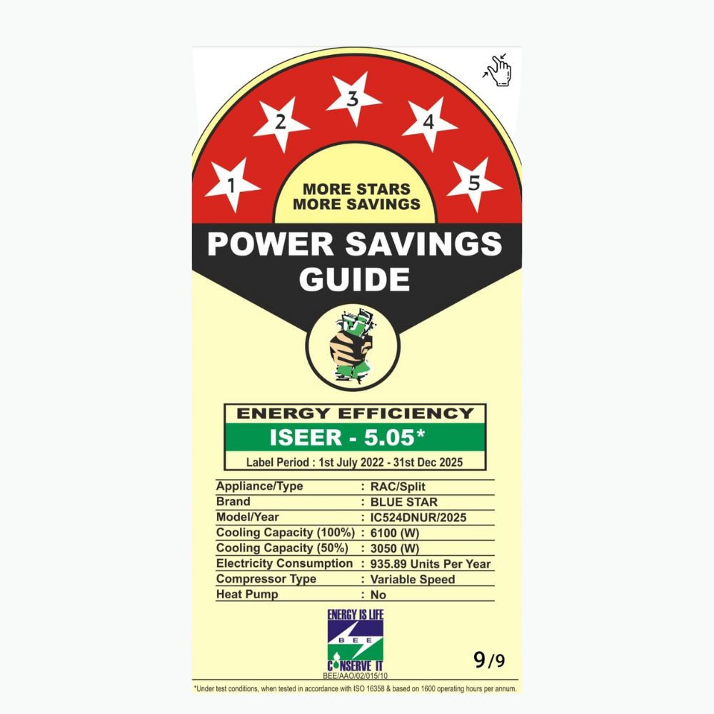 Energy-efficient cooling with Blue Star IC524DNUR Inverter Split AC-2 Ton 5 Star Energy-efficient cooling with Blue Star IC524DNUR Inverter Split AC-2 Ton 5 Star