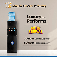 The trusted Atlantis brand logo on the front of the premium, black Blaque water dispenser. The trusted Atlantis brand logo on the front of the premium, black Blaque water dispenser.