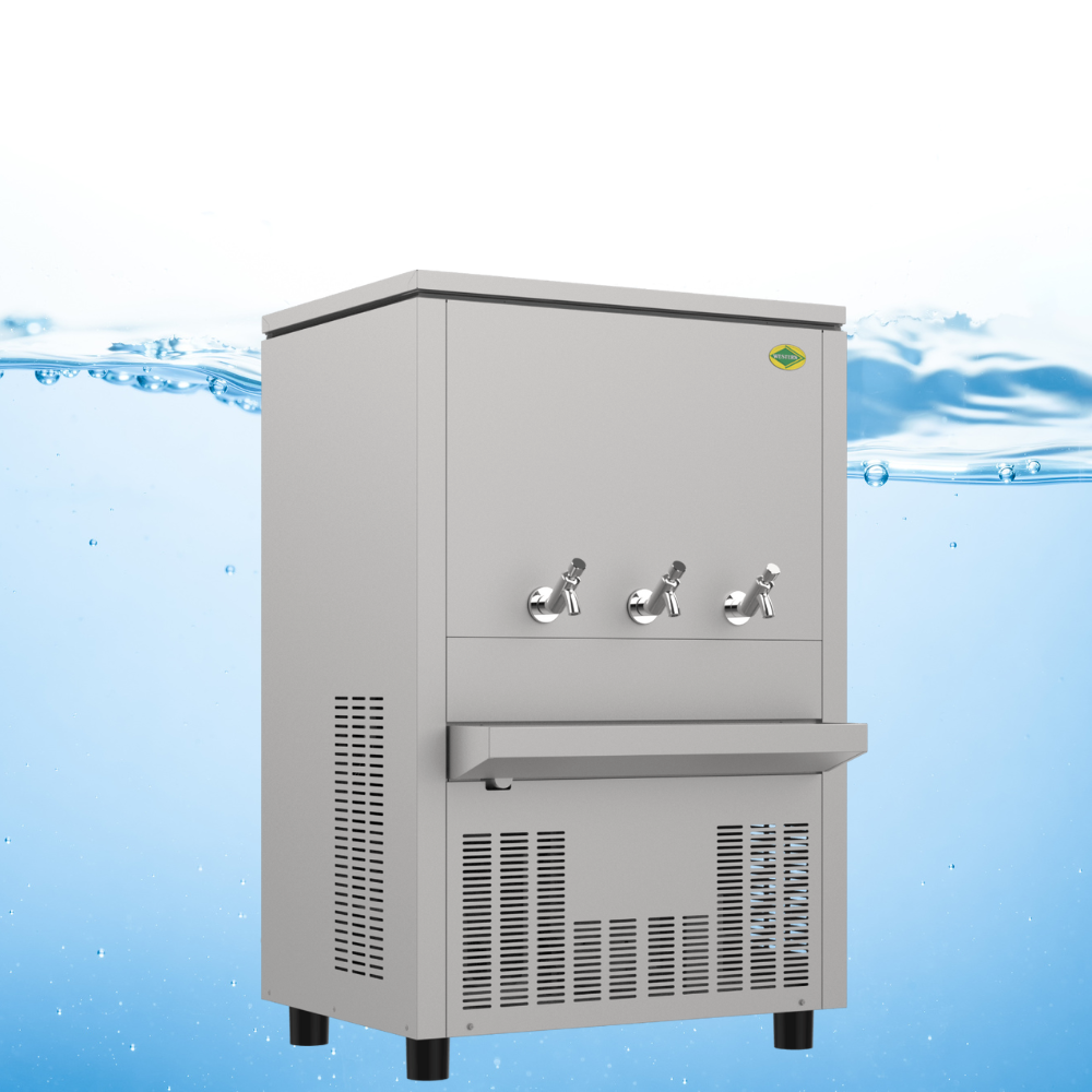 "Western SWC150150 water cooler, close-up of the push-button water dispensing faucets."