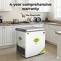 Side profile of Western D225H122 Deep freezer in Gurgaon showing roller wheels.