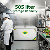 Lock and key arrangement on the Western D525H224 freezer for security in Noida shops.