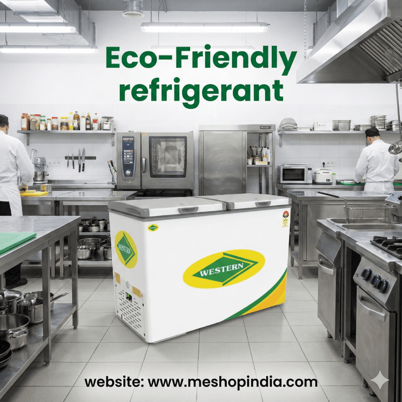 The Western logo on the D350H225 model, a trusted brand for a Deep freezer in Delhi NCR.