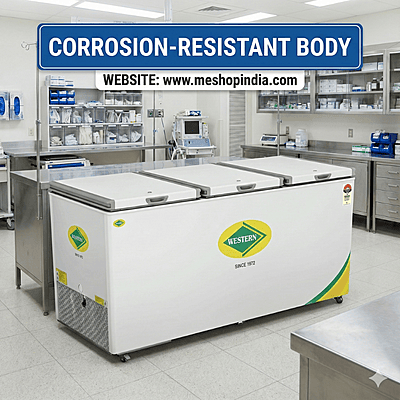 Authorized dealer showroom displaying the Western Deep Freezer in Delhi NCR region.