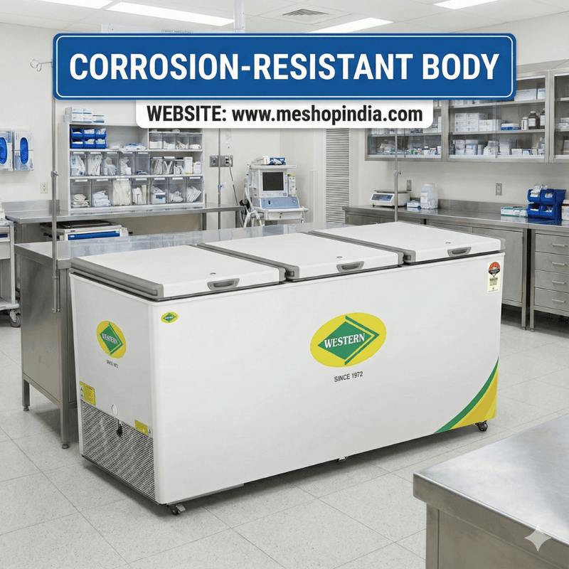 Authorized dealer showroom displaying the Western Deep Freezer in Delhi NCR region.