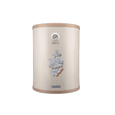 Front view of the Usha 15L Misty-Ivory water heater on a white background.