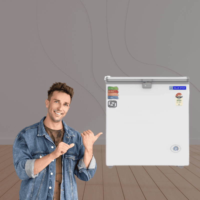 Durable hard top deep freezer from Blue Star, 180-liter capacity.