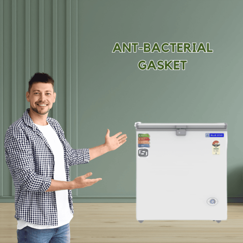 Durable hard top deep freezer from Blue Star, 230-liter capacity.