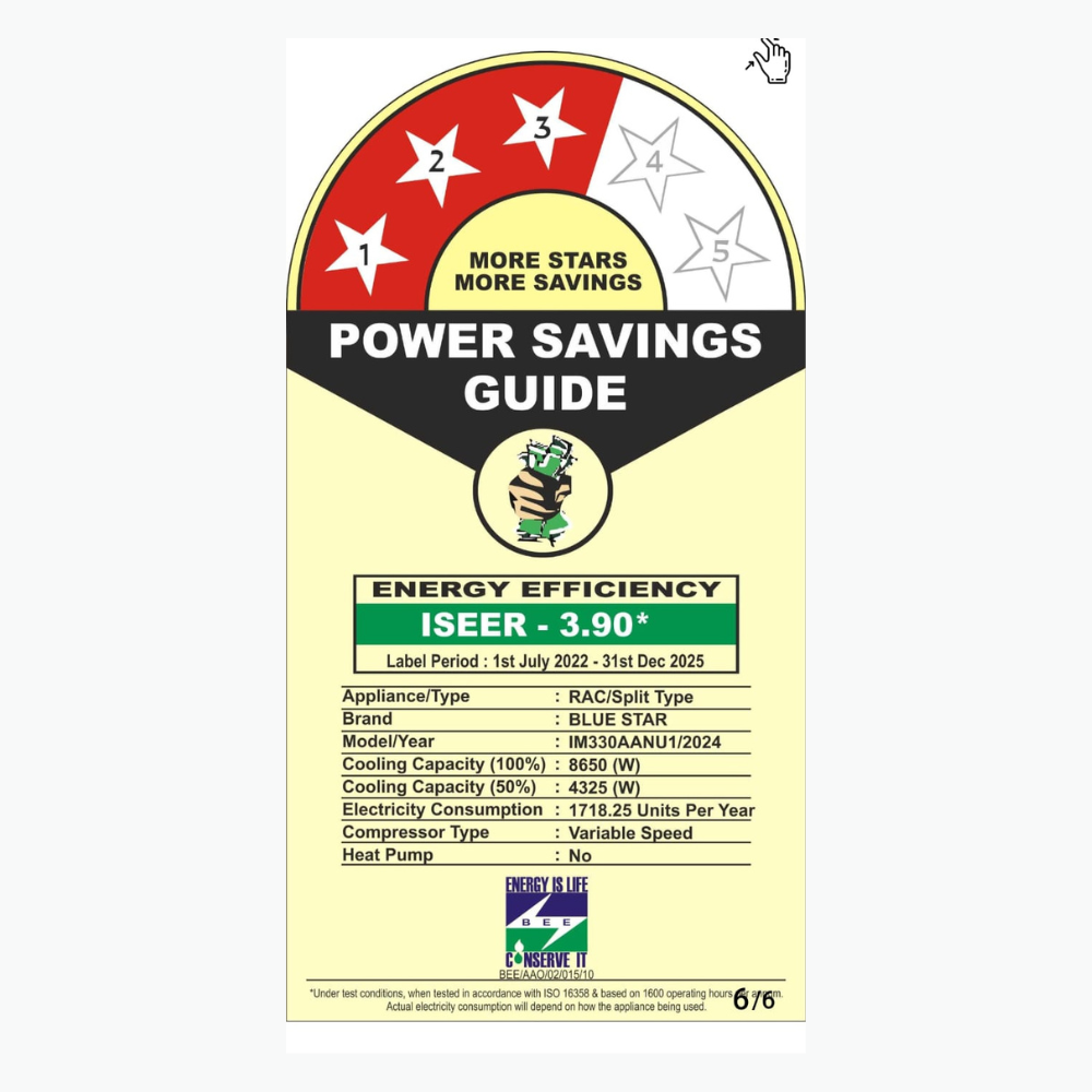 Energy Efficient Cooling with Blue Star IM330AANU1 Inverter Mega Split AC-2.5 Ton 3 Star