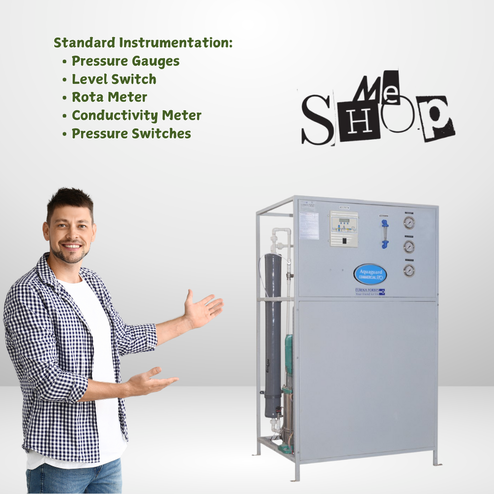 An engineer inspecting the pre-treatment sand and carbon filters of the RO Plant 250 LPH.