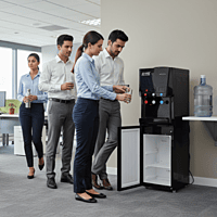 The Atlantis Blaque serving as a premium beverage station in a corporate reception area. The Atlantis Blaque serving as a premium beverage station in a corporate reception area.