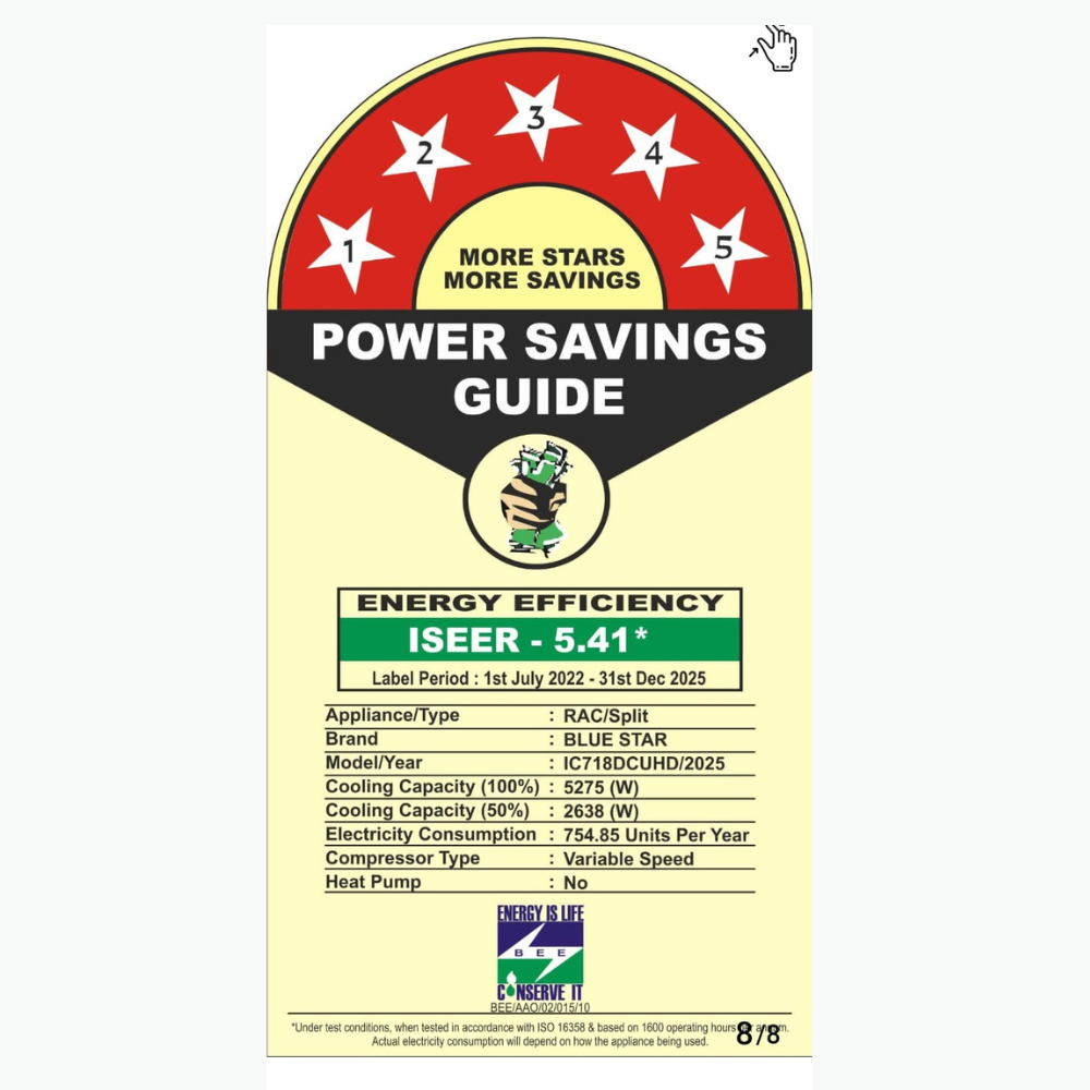 Enjoy smart and energy-saving cooling with the Blue Star IC718DCUHD.