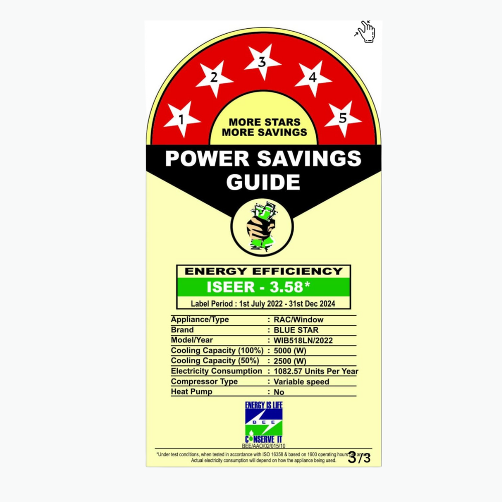 Energy-efficient cooling with Blue Star Inverter Window AC-WIB518LN 1.5 Ton 5 Star Energy-efficient cooling with Blue Star Inverter Window AC-WIB518LN 1.5 Ton 5 Star