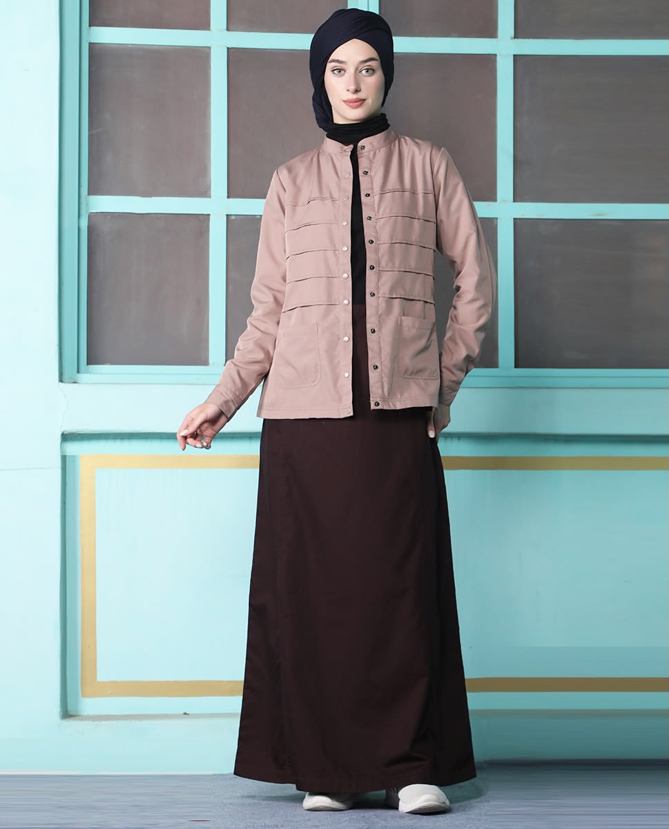 URBAN FASHIONISTA MOCK JACKET BLACK AND BLUSH JILBAB