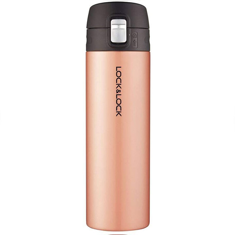 Lock & Lock HLHC3220GPK Feather Light Vacuum Tumbler, Gold/Pink, 500 ml, 18-10 Steel