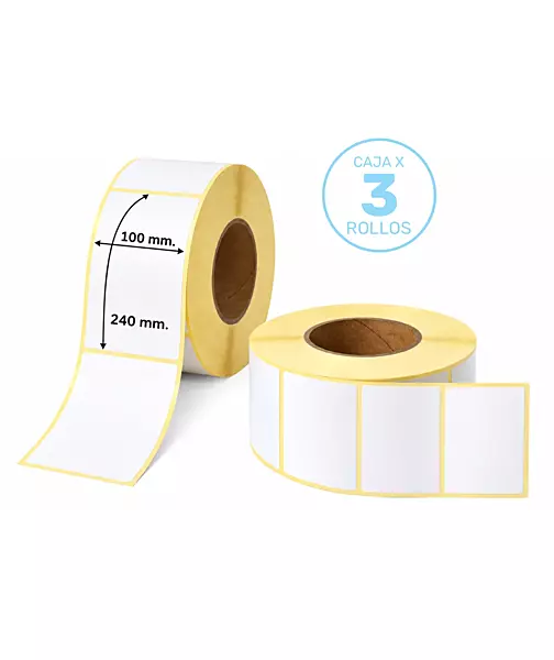3 rollos de etiquetas autoadhesivas de papel ilustración de 100x240 mm, 200 etiquetas por rollo