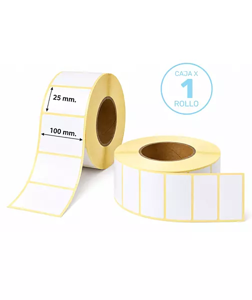 Rollo de 5000 etiquetas autoadhesivas de papel térmico de 100x25 mm