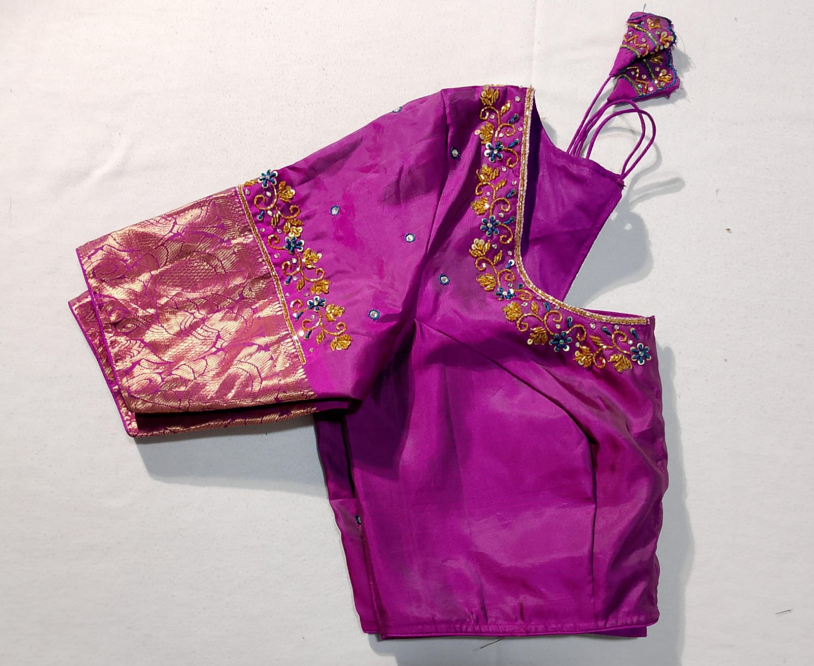 N206: Ready To Ship Beautiful Pure Kanchipattu Saree With Stitched Maggam Work Blouse