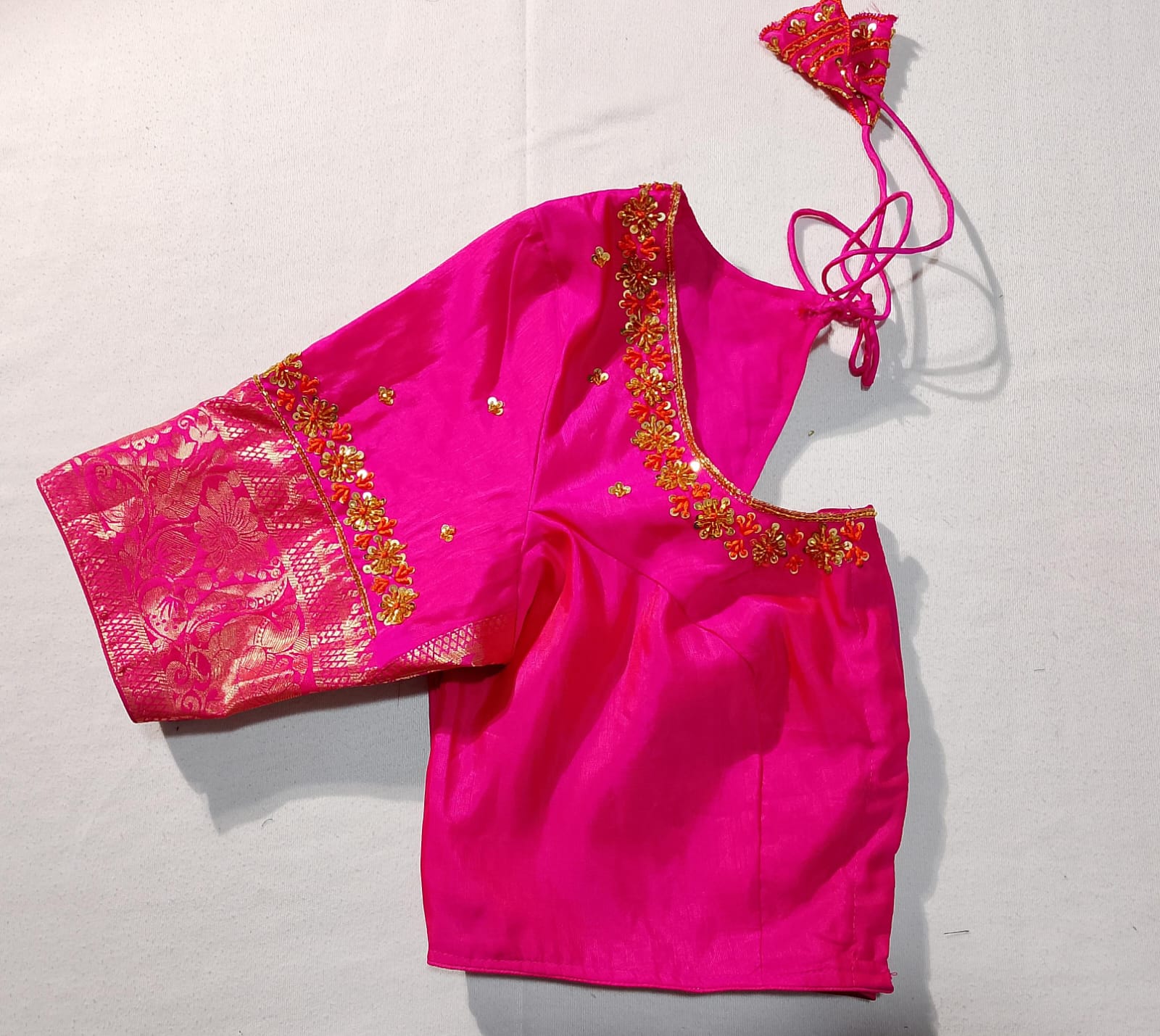 N207: Ready To Ship Beautiful Pure Kanchipattu Saree With Stitched Maggam Work Blouse