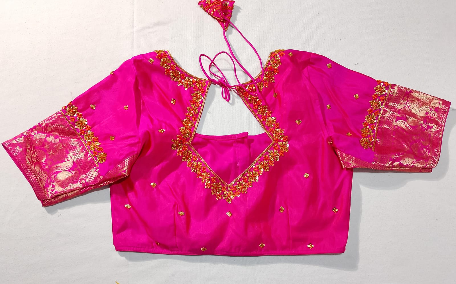 N207: Ready To Ship Beautiful Pure Kanchipattu Saree With Stitched Maggam Work Blouse