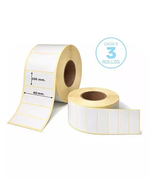 3 rollos de etiquetas autoadhesivas de papel ilustración de 100x40 mm, 1200 etiquetas por rollo
