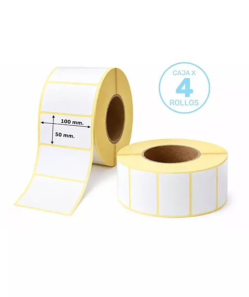 4 rollos de etiquetas autoadhesivas de papel térmico de 100x50 mm, 700 etiquetas por rollo