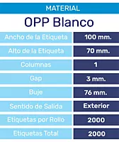 ML ETI.AUT. SIN IMP. 100x70 BOPP TC 1B. Rx2000