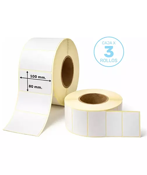 3 rollos de etiquetas autoadhesivas de papel ilustración de 100x80 mm, 600 etiquetas por rollo
