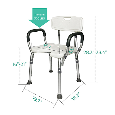 1011 Shower Chair with Arms and Back – U-Shaped Cutout