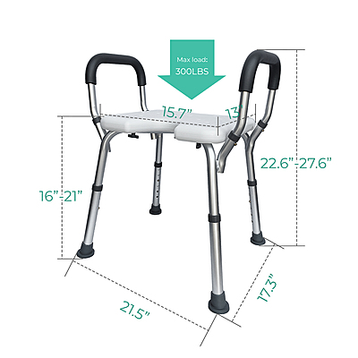 1011AS Shower Bench with Arms and U-Shaped Cut-Out