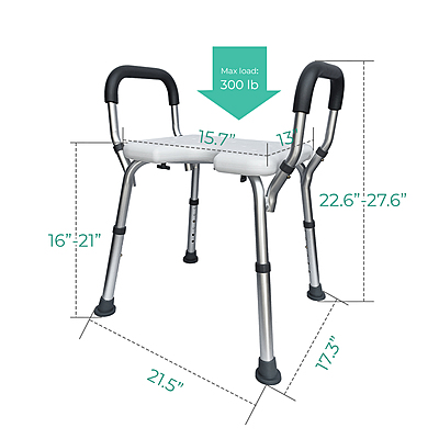 1011AS Shower Bench with Arms and U-Shaped Cut-Out