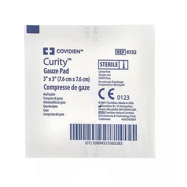 Curity™ Gauze Sponge – 3 × 3 Inch, 12-Ply, Sterile, 1 per Pack-CT