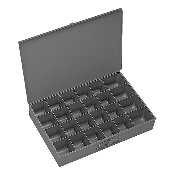 Gray Steel Large 32 Compartment Pullout Drawer 12 1/2" D x 3 1/8" H x 18 3/8" W