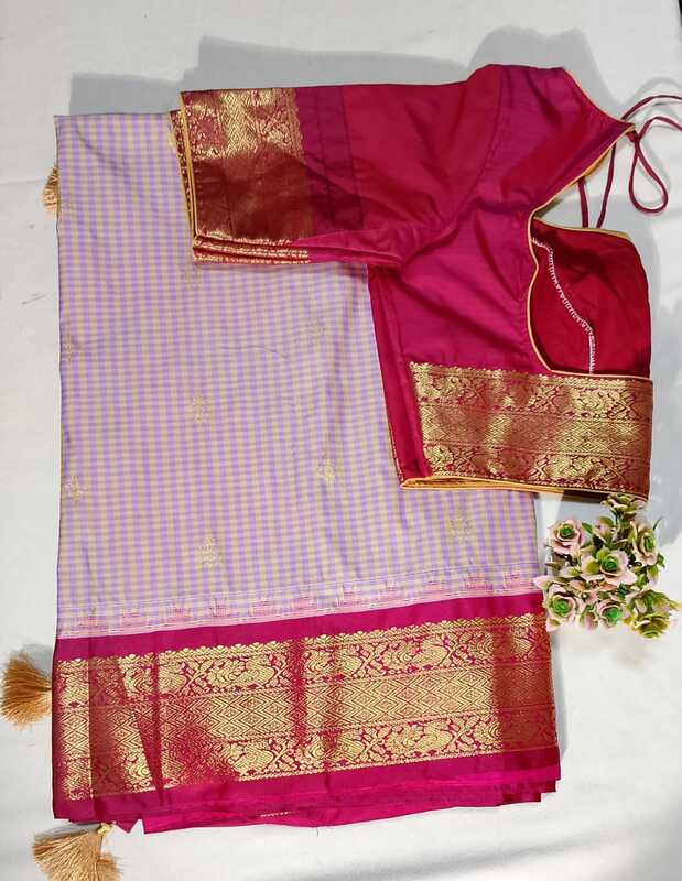 J208: Ready To Ship Beautiful Semi Gadwal Saree With Stitched Blouse J208: Ready To Ship Beautiful Semi Gadwal Saree With Stitched Blouse