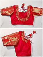 J435: Ready To Ship Beautiful Semi Kanchipattu Saree With Stitched Embroidery Work Blouse