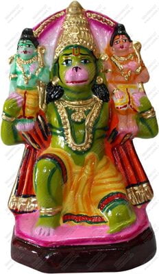 UNIKK Hanuman Carrying Ram and Lakshman 27 cm Height Made of Eco Friendly Paper Mache