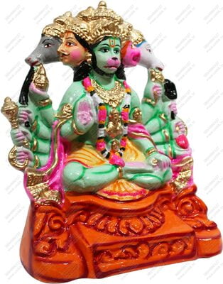 Unikk Panchamukha Hanuman Paper Mache Golu Doll for Navarathri (Multicolor)