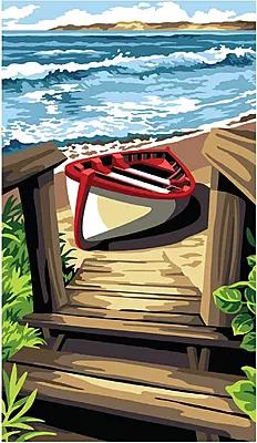 Verso la spiaggia - tela per ricamo a mezzopunto