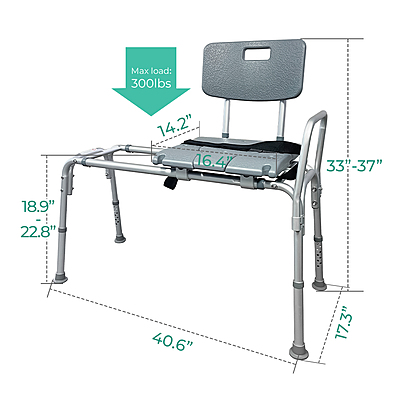 1030 Sliding Bath Transfer Bench with Backrest