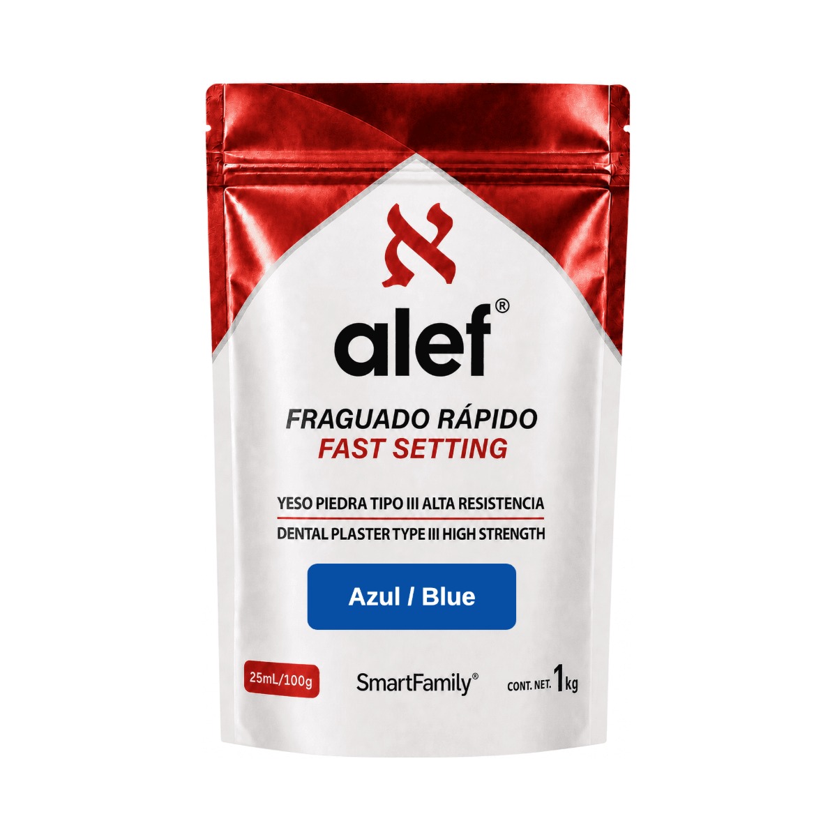 Yeso Alef Tipo III fraguado rápido, azul, bolsa de 1 kg Yeso Alef Tipo III fraguado rápido, azul, bolsa de 1 kg