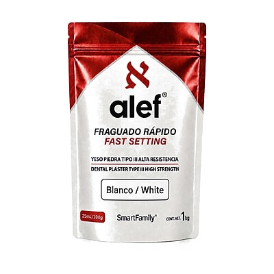 Yeso Alef Tipo III fraguado rápido, blanco, bolsa de 1 kg Yeso Alef Tipo III fraguado rápido, blanco, bolsa de 1 kg