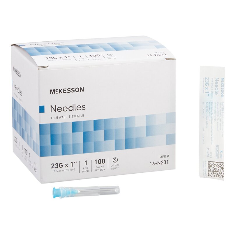 McKesson® Hypodermic Needle 23 Gauge 1 Inch Thin Wall Without Safety
