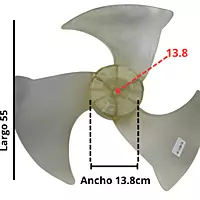 Aspa Condensador para Minisplit Mirage Largo 55 cm Ancho 13.8 cm Flecha 1/2, 3 Hojas - 10335014