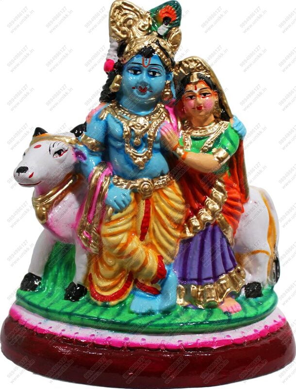 UNIKK Radha Krishna with Cow Golu Doll Show Piece Made of Eco Friendly Paper Mache Multi Colour UNIKK Radha Krishna with Cow Golu Doll Show Piece Made of Eco Friendly Paper Mache Multi Colour