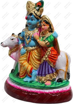 UNIKK Radha Krishna with Cow Golu Doll Show Piece Made of Eco Friendly Paper Mache Multi Colour UNIKK Radha Krishna with Cow Golu Doll Show Piece Made of Eco Friendly Paper Mache Multi Colour