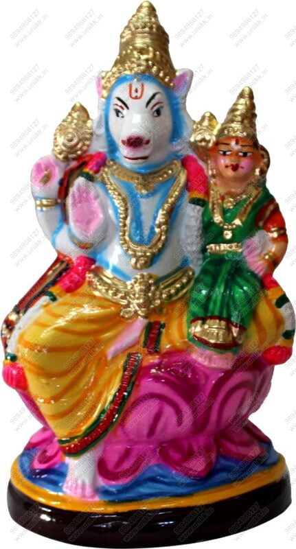 UNIKK Lakshmi Hayagreevar 29 cm Height Made of Eco Friendly Paper Mache Multicolor